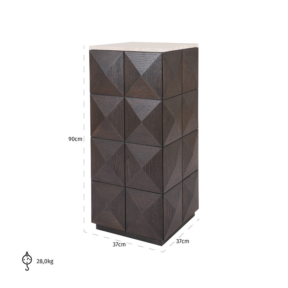 Coloană decorativă Claremont, maro – desen tehnic cu dimensiuni