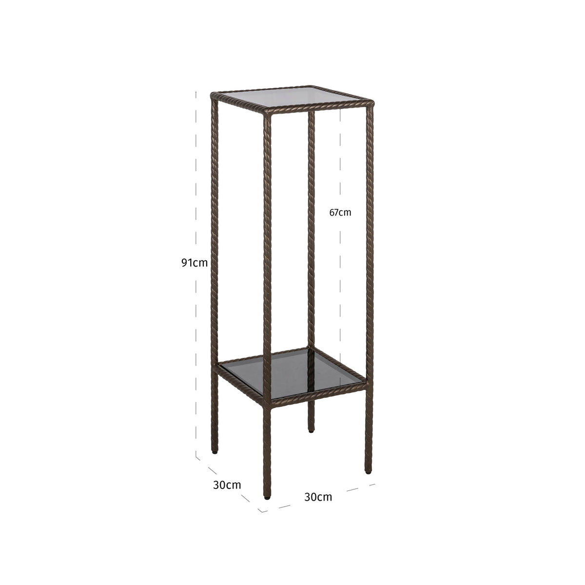 Coloană decorativă Weston, auriu – desen tehnic cu dimensiuni