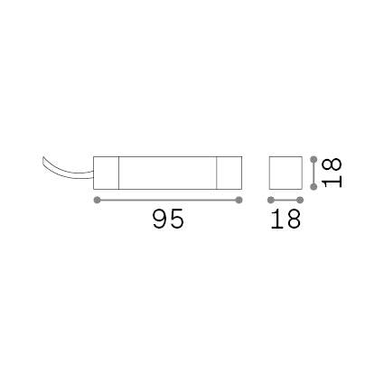 Conector de alimentare Ego On-Off, alb – desen tehnic cu dimensiuni