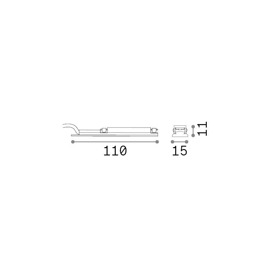 Conector de alimentare Stick, alb – desen tehnic cu dimensiuni