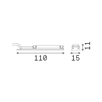 Conector de alimentare Stick, negru – desen tehnic cu dimensiuni