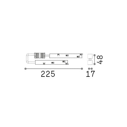 Conector Ego bi-emisie sus/jos 1-10V/DALI, negru – desen tehnic cu dimensiuni