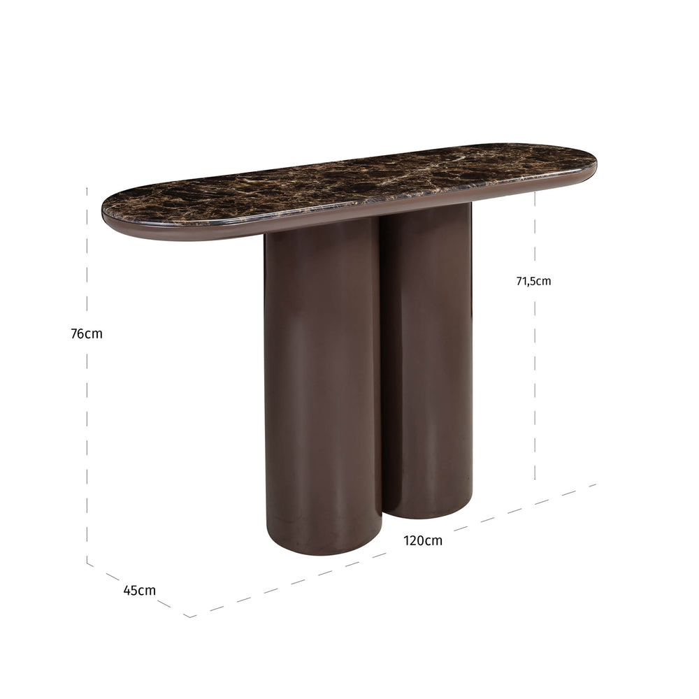 Consolă Almundi, chocolat brown – desen tehnic cu dimensiuni