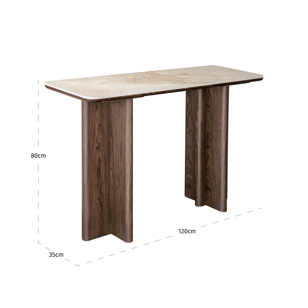 Consolă Colson, maro – desen tehnic cu dimensiuni