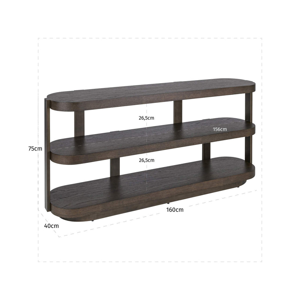 Consolă Ellington, maro – desen tehnic cu dimensiuni