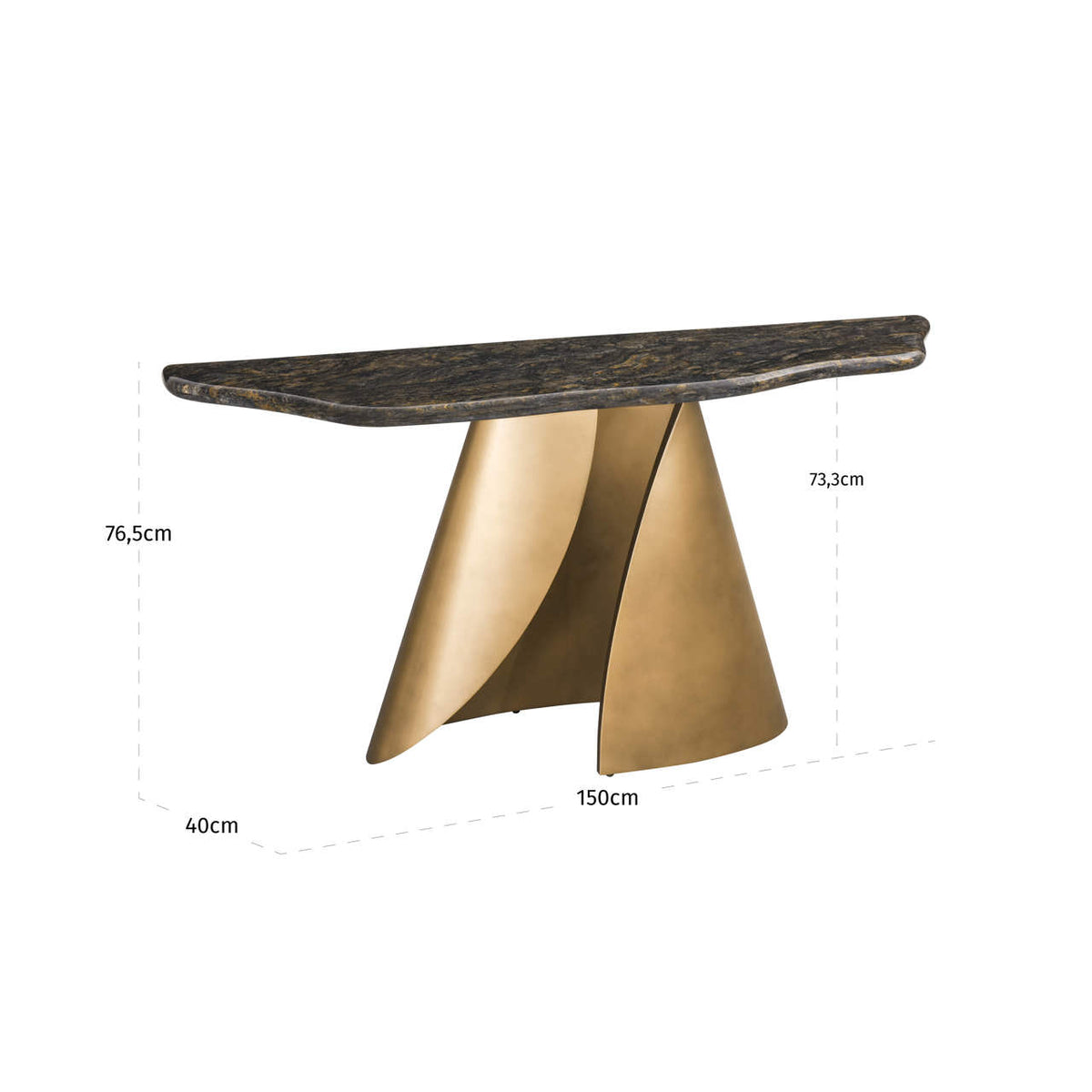 Consolă Goldman, negru – desen tehnic cu dimensiuni
