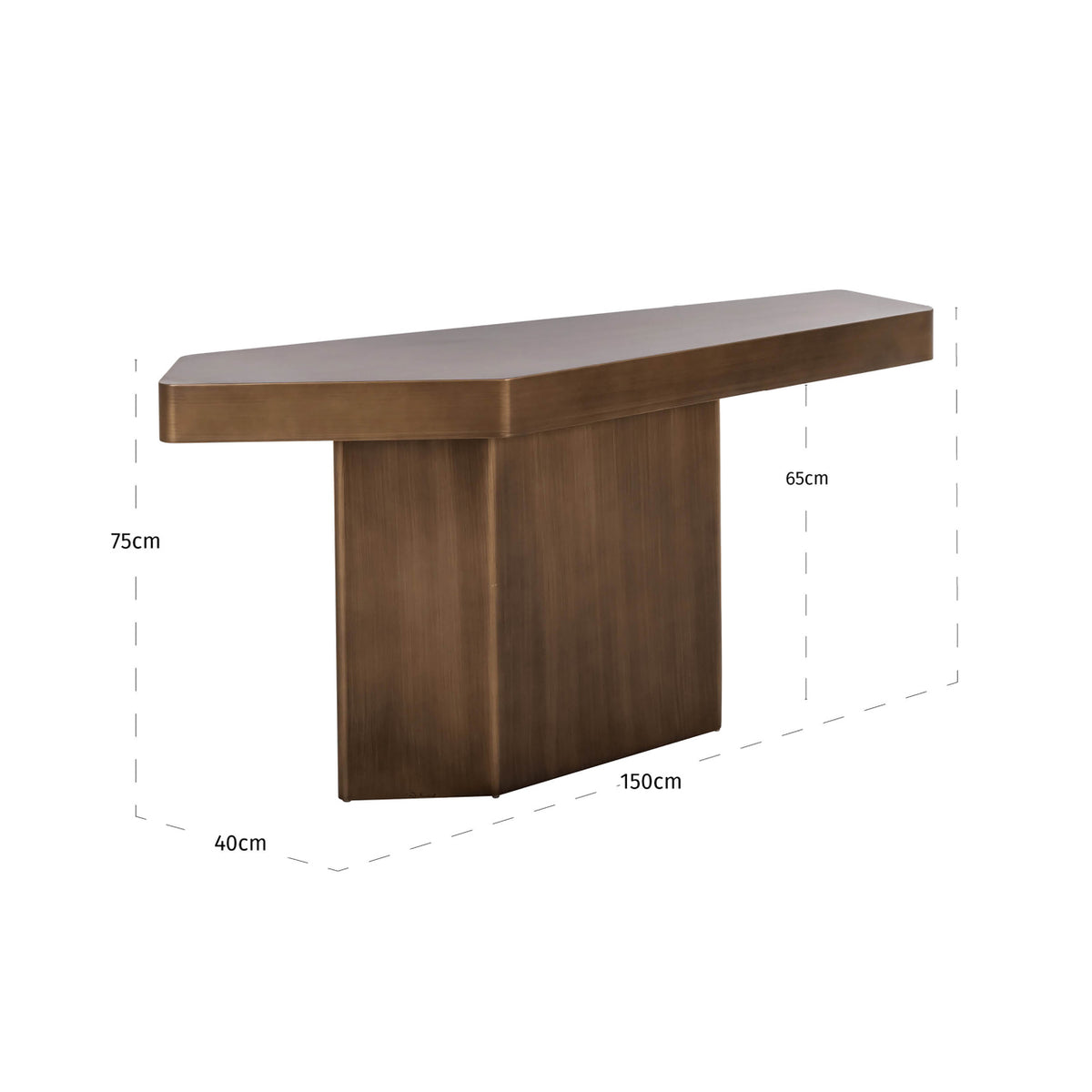 Consolă Hexa, auriu periat – desen tehnic cu dimensiuni
