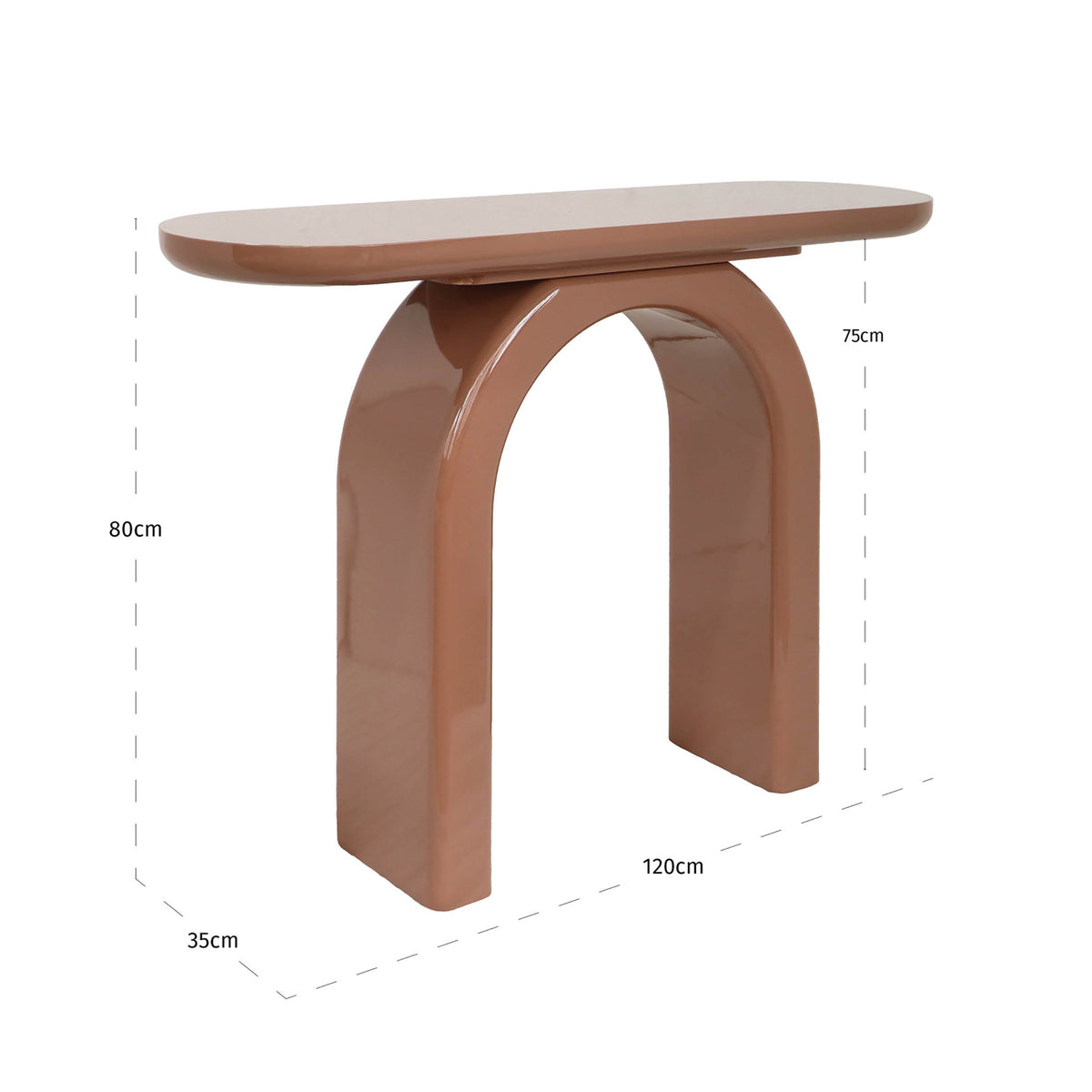 Consolă Kourtney, mocha mousse – desen tehnic cu dimensiuni
