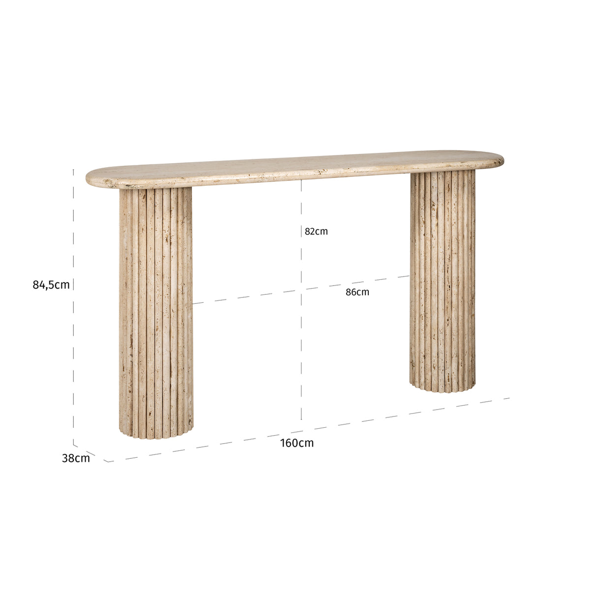 Consolă La Cantera, bej – desen tehnic cu dimensiuni