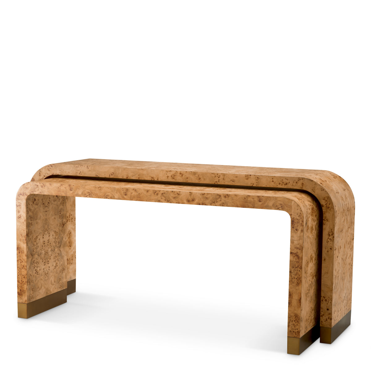 Consolă Quinton, furnir mappa burl maro deschis, set de 2