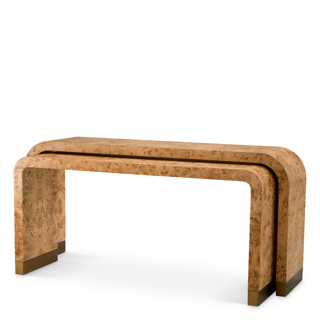 Consolă Quinton, furnir mappa burl maro deschis, set de 2