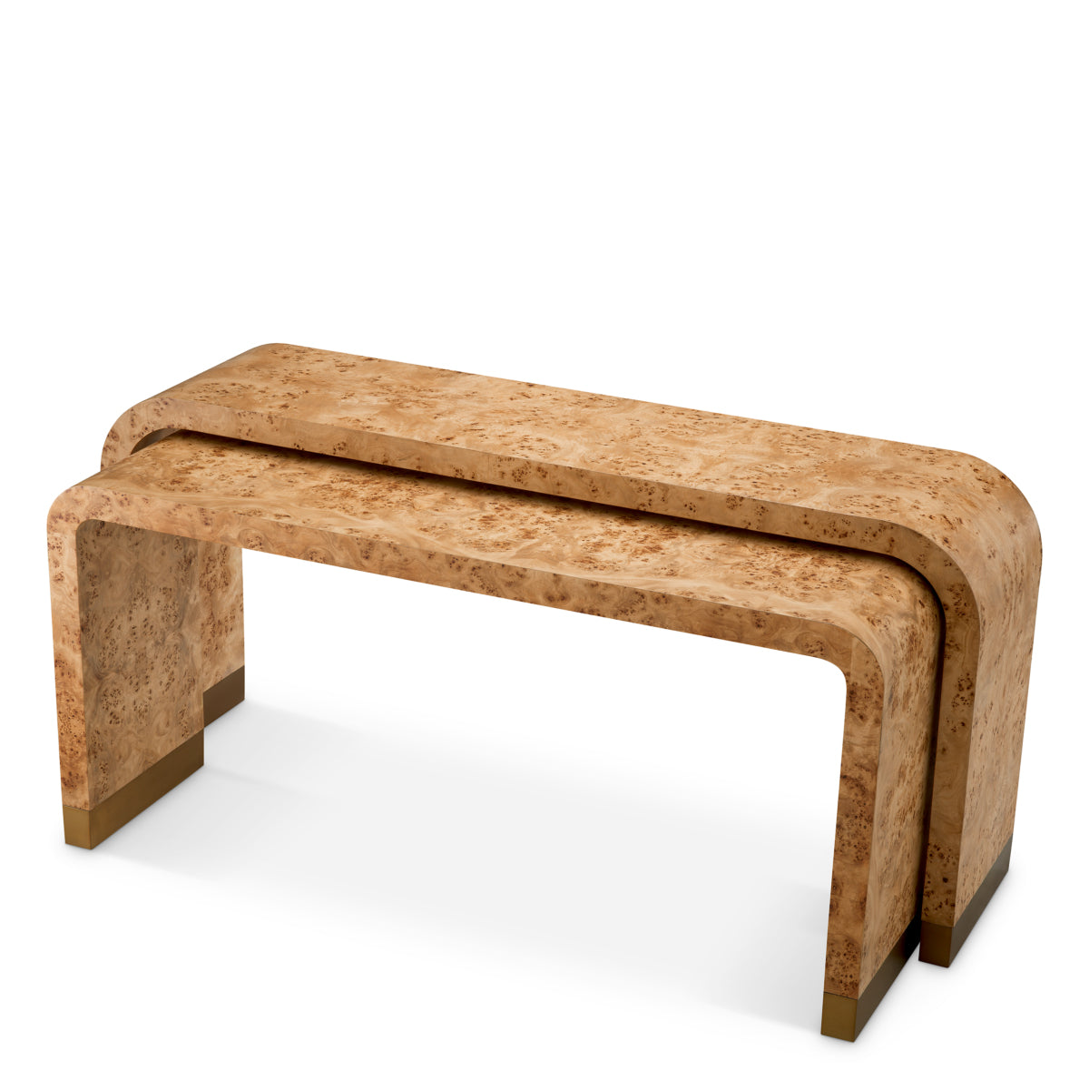 Consolă Quinton, furnir mappa burl maro deschis, set de 2