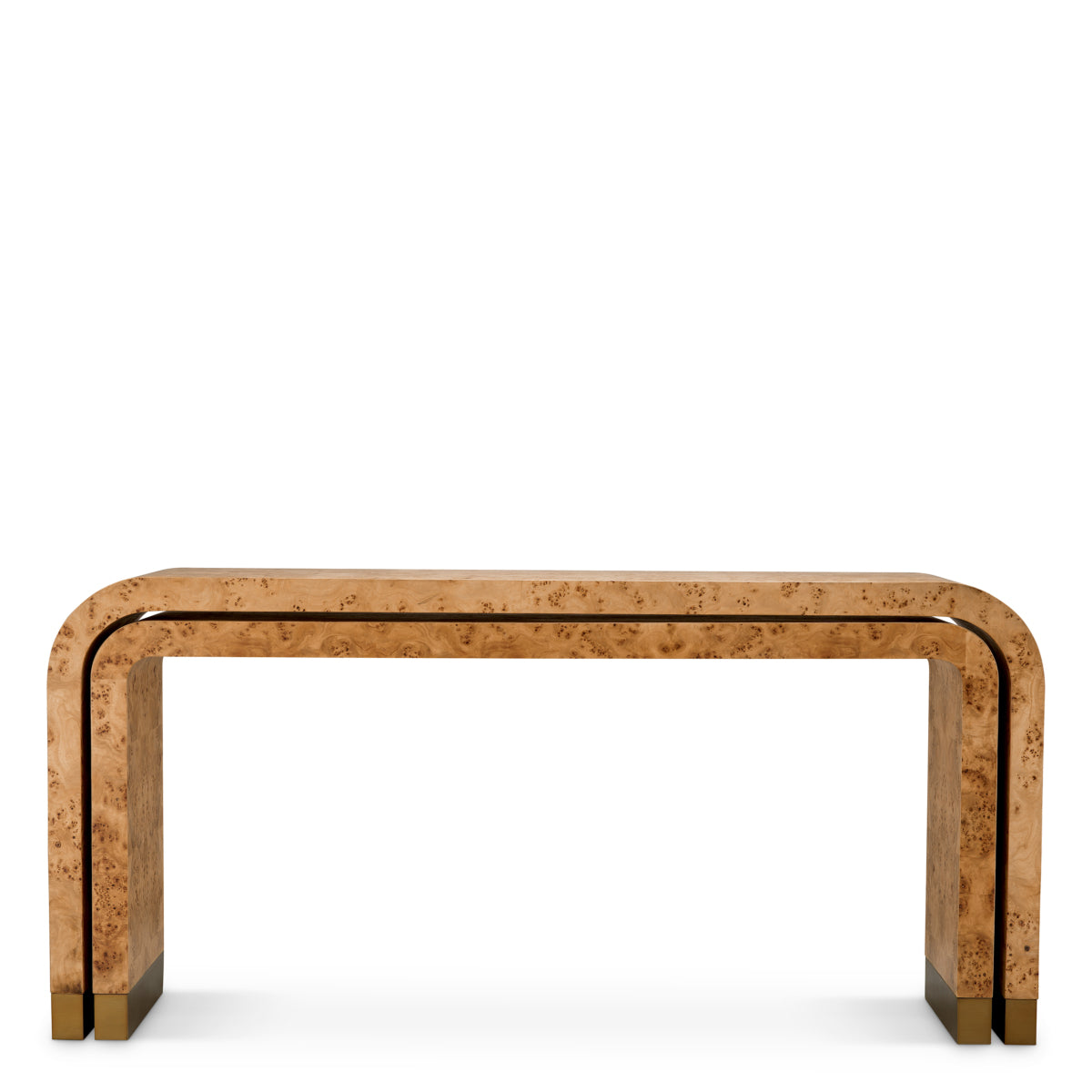 Consolă Quinton, furnir mappa burl maro deschis, set de 2