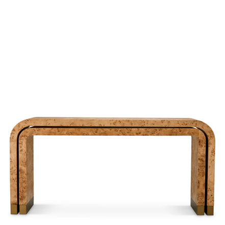 Consolă Quinton, furnir mappa burl maro deschis, set de 2
