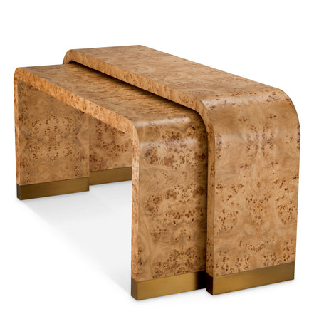 Consolă Quinton, furnir mappa burl maro deschis, set de 2