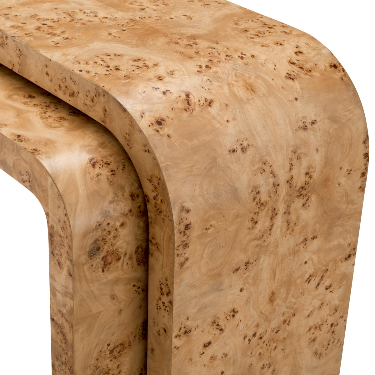 Consolă Quinton, furnir mappa burl maro deschis, set de 2
