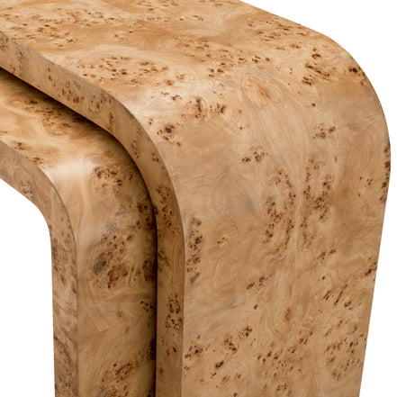 Consolă Quinton, furnir mappa burl maro deschis, set de 2