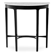 Consolă Rochefort, finisaj negru lucios pian, marmură Carrara albă