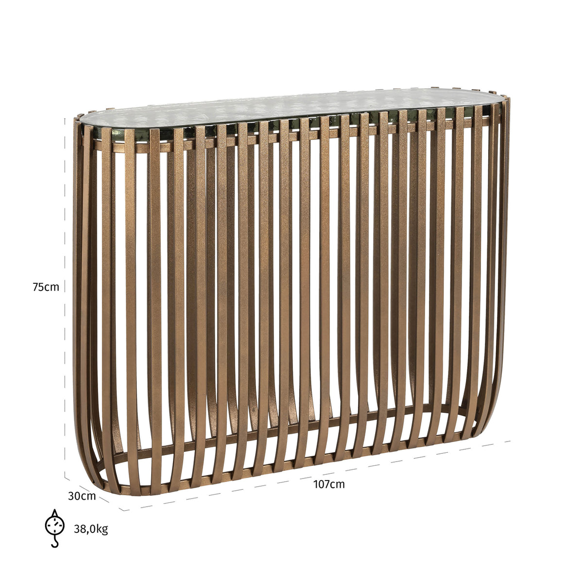 Consolă Volante, auriu – desen tehnic cu dimensiuni