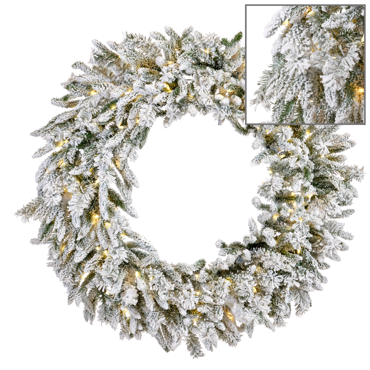 Coroniță de brad cu înzăpezire medie și 200 LED-uri, alb, 122 cm, 380 de vârfuri