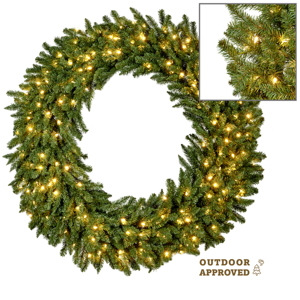 Coroniță de brad de exterior cu 400 LED-uri, verde, 152 cm, 840 de vârfuri