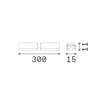 Corp de iluminat liniar Stick fascicul concentrat 6W 3000K, negru – desen tehnic cu dimensiuni