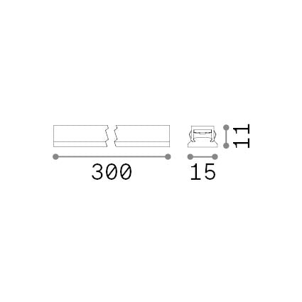 Corp de iluminat liniar Stick fascicul larg 6W 3000K, negru – desen tehnic cu dimensiuni