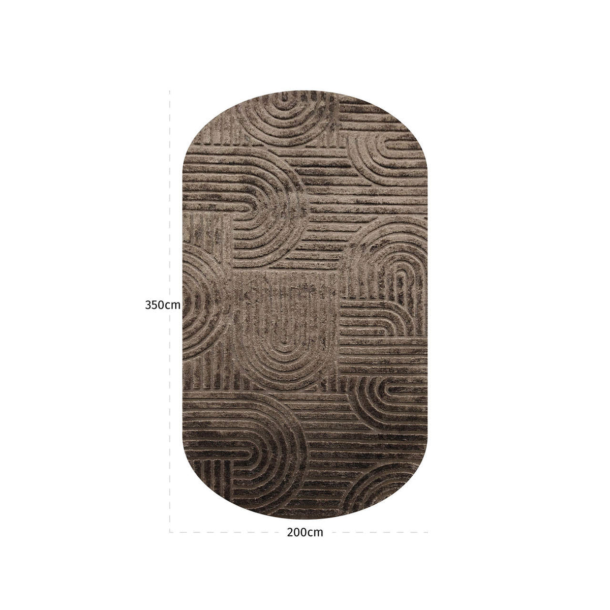 Covor Liff, maro închis, 200 x 350 cm – desen tehnic cu dimensiuni