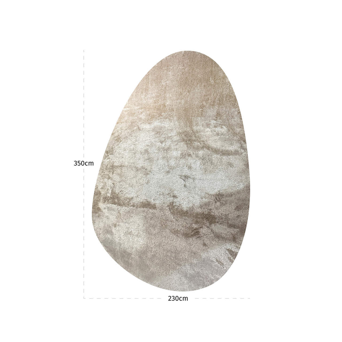 Covor Mats, bej, formă de pietricică, 230 x 350 cm – desen tehnic cu dimensiuni