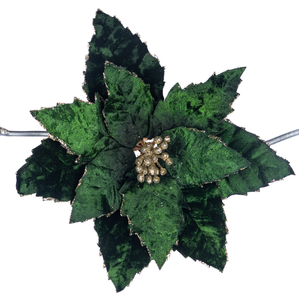 Crăciuniță din textil cu sclipici, pe clemă, verde/șampanie, 22 cm (SP 20810)
