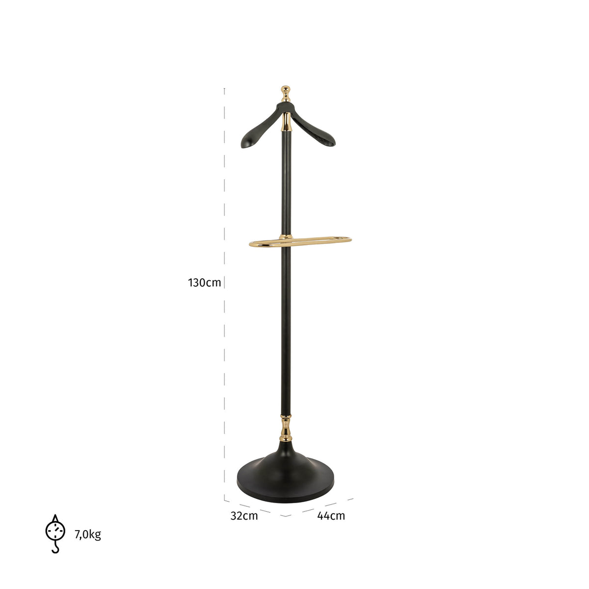 Cuier Balley, negru – desen tehnic cu dimensiuni