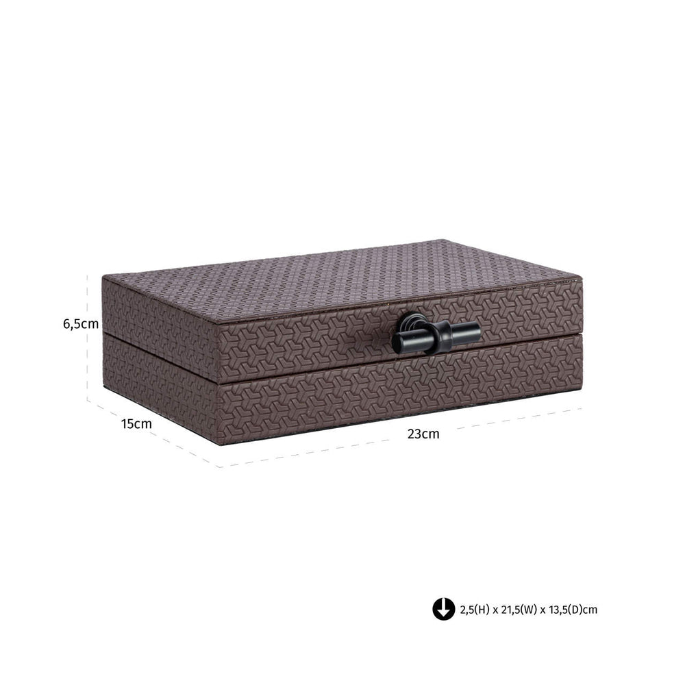 Cutie decorativă Billie, maro închis, mică – desen tehnic cu dimensiuni