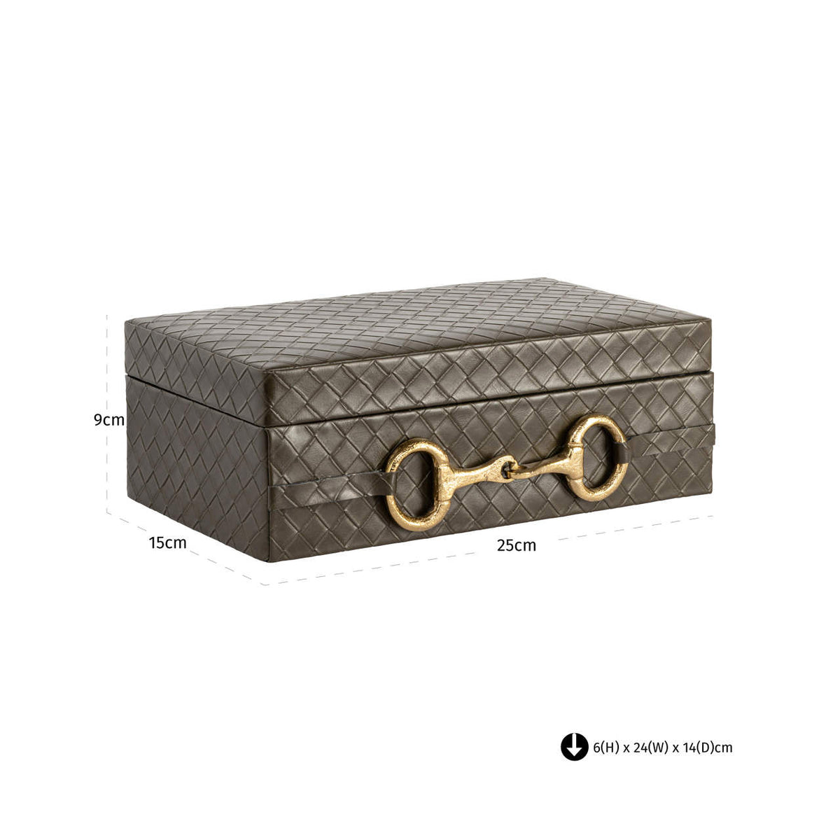 Cutie decorativă Blade, măsliniu, mare – desen tehnic cu dimensiuni