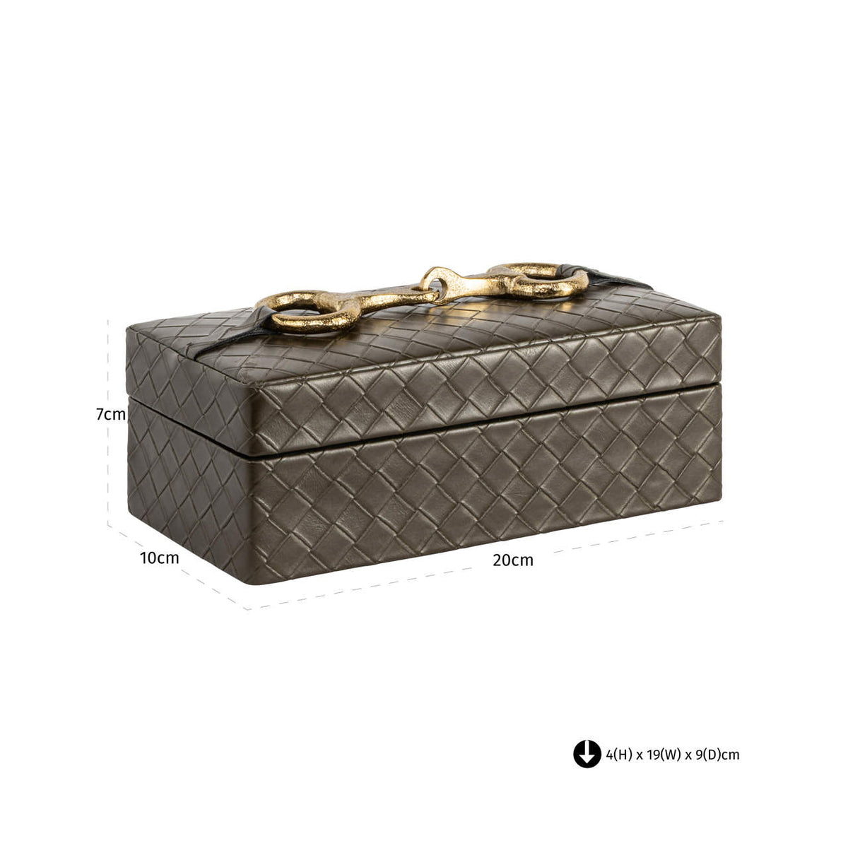 Cutie decorativă Blade, măsliniu, mică – desen tehnic cu dimensiuni