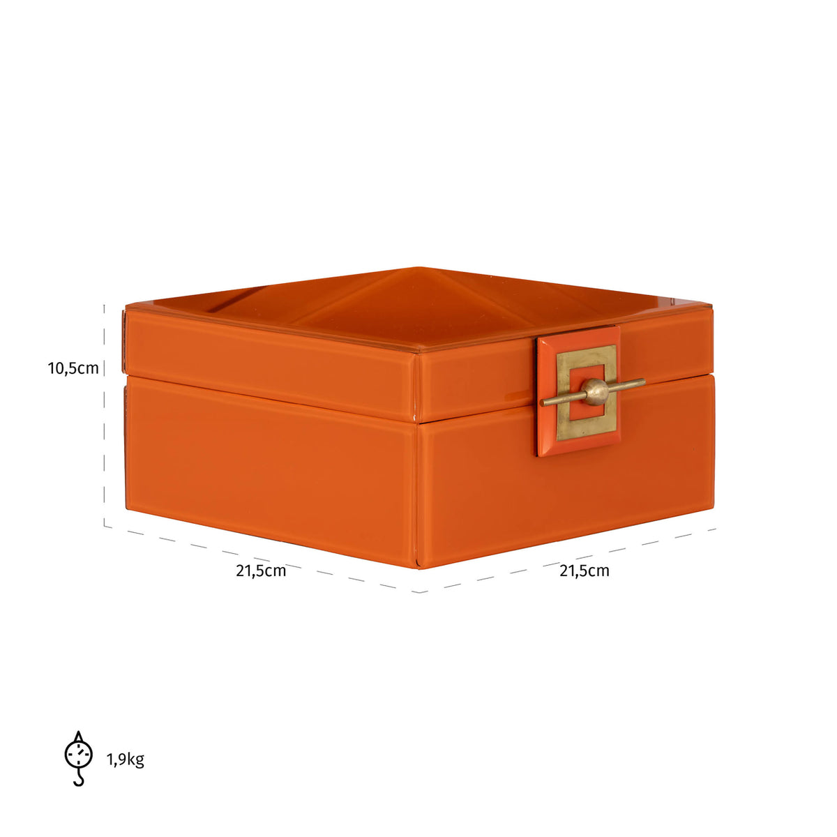 Cutie decorativă Bodine, portocaliu, mare – desen tehnic cu dimensiuni
