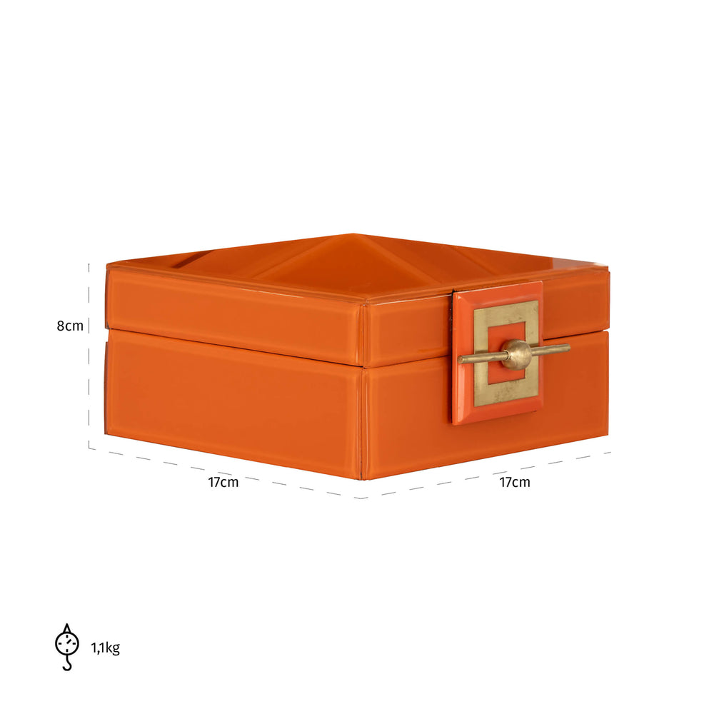 Cutie decorativă Bodine, portocaliu, mică – desen tehnic cu dimensiuni