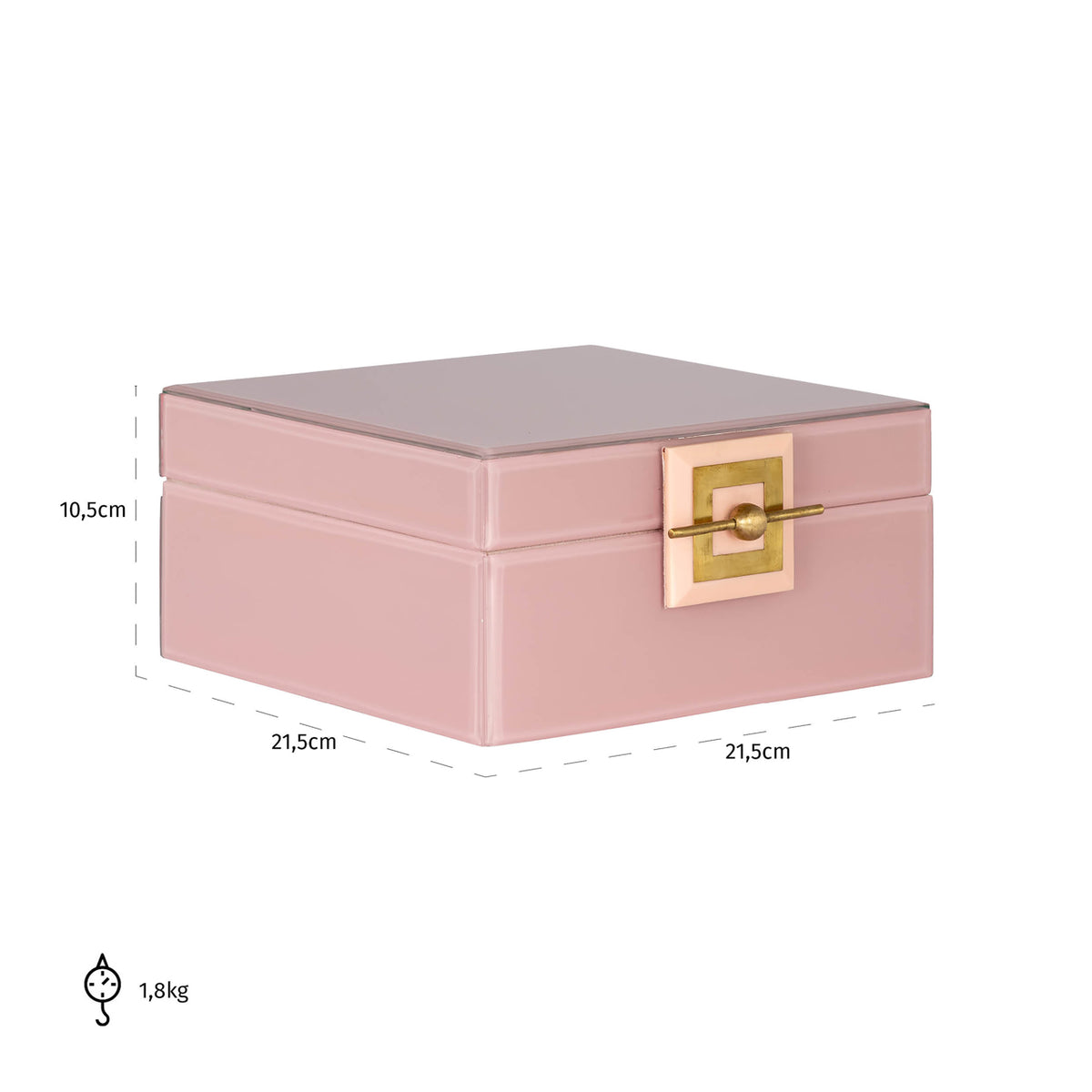 Cutie decorativă Bodine, roz, mare – desen tehnic cu dimensiuni