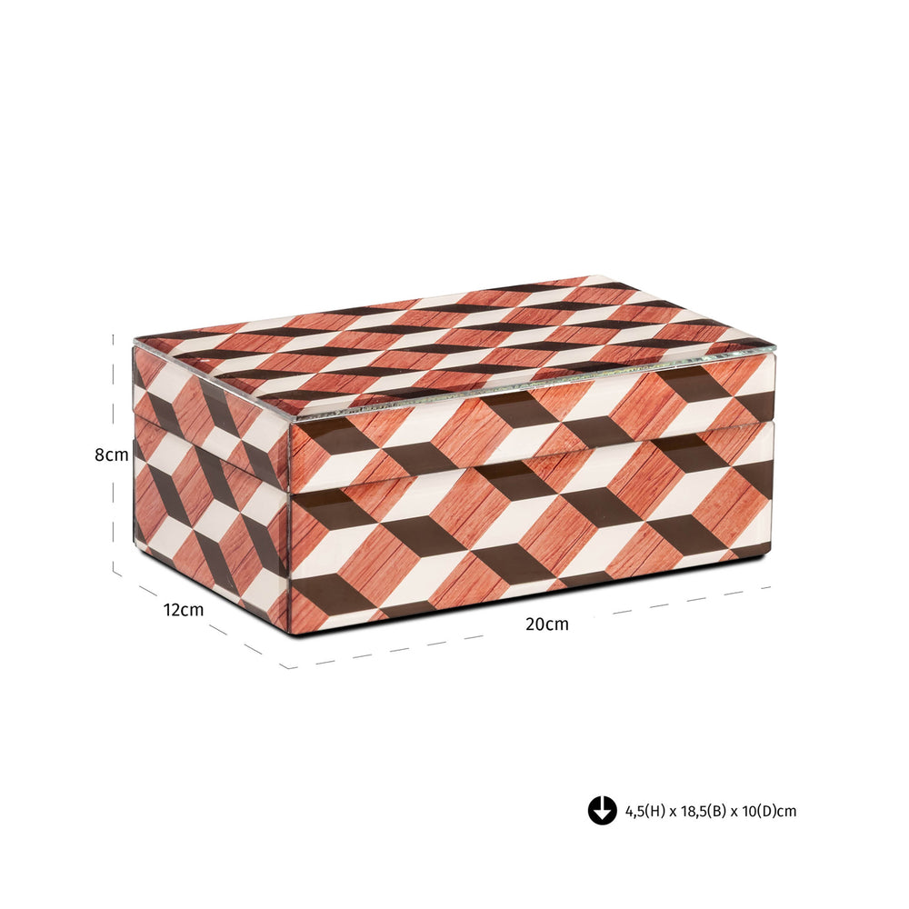 Cutie decorativă Chady, multicolor, mică – desen tehnic cu dimensiuni