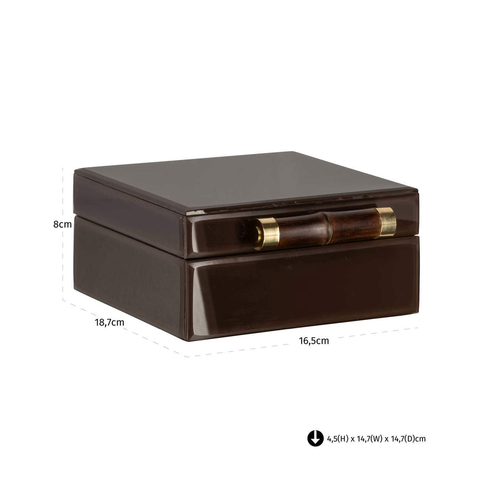 Cutie decorativă Echo, maro închis, mică – desen tehnic cu dimensiuni