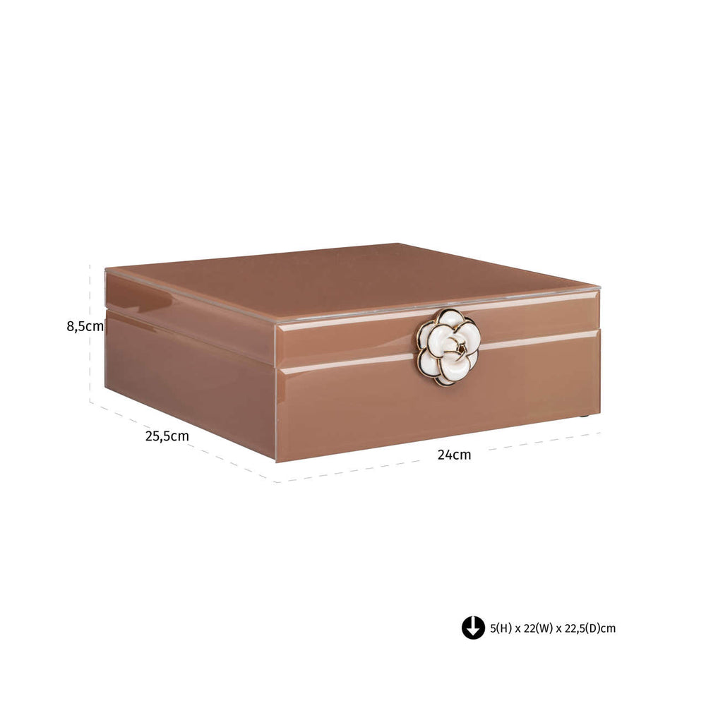 Cutie decorativă Floral, maro, mare – desen tehnic cu dimensiuni