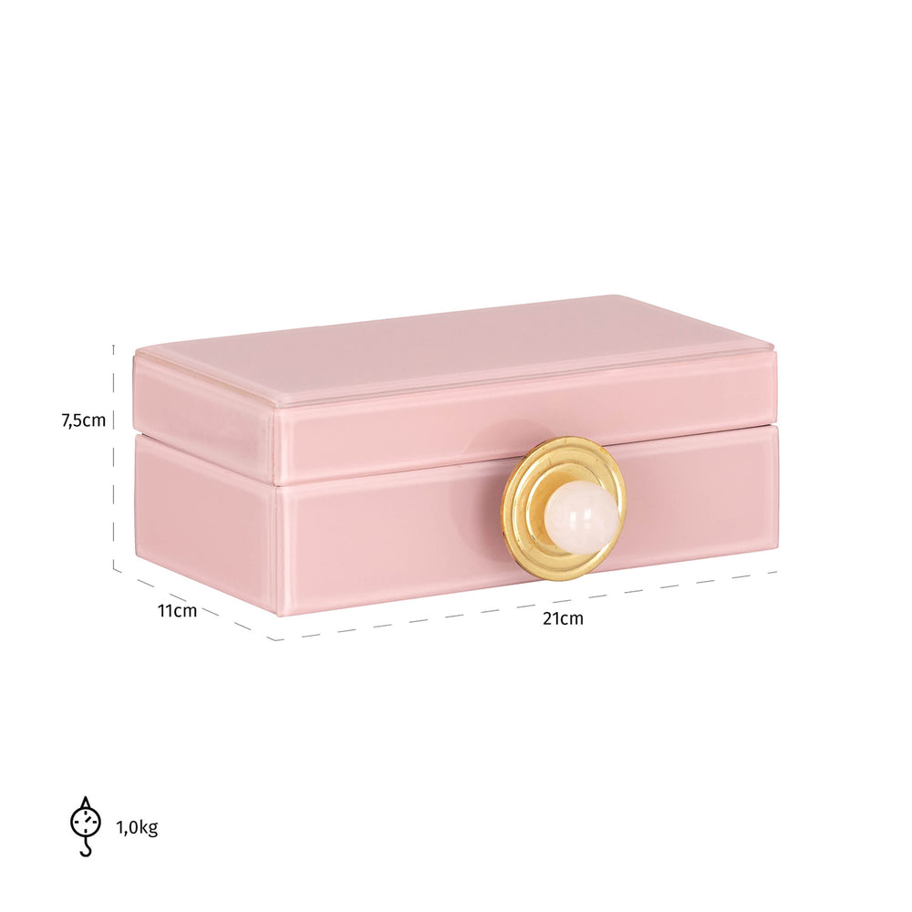 Cutie decorativă Jamila, roz, mică – desen tehnic cu dimensiuni