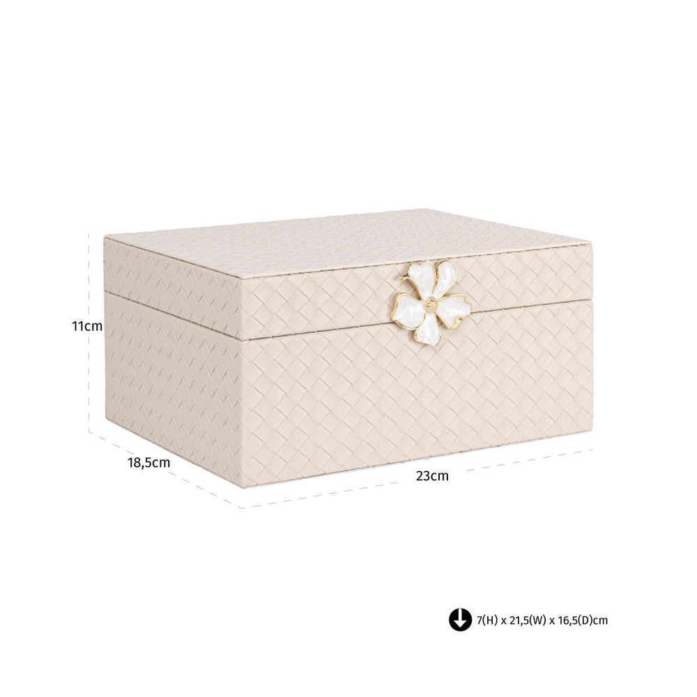 Cutie decorativă Lillie, ivoriu, mare – desen tehnic cu dimensiuni