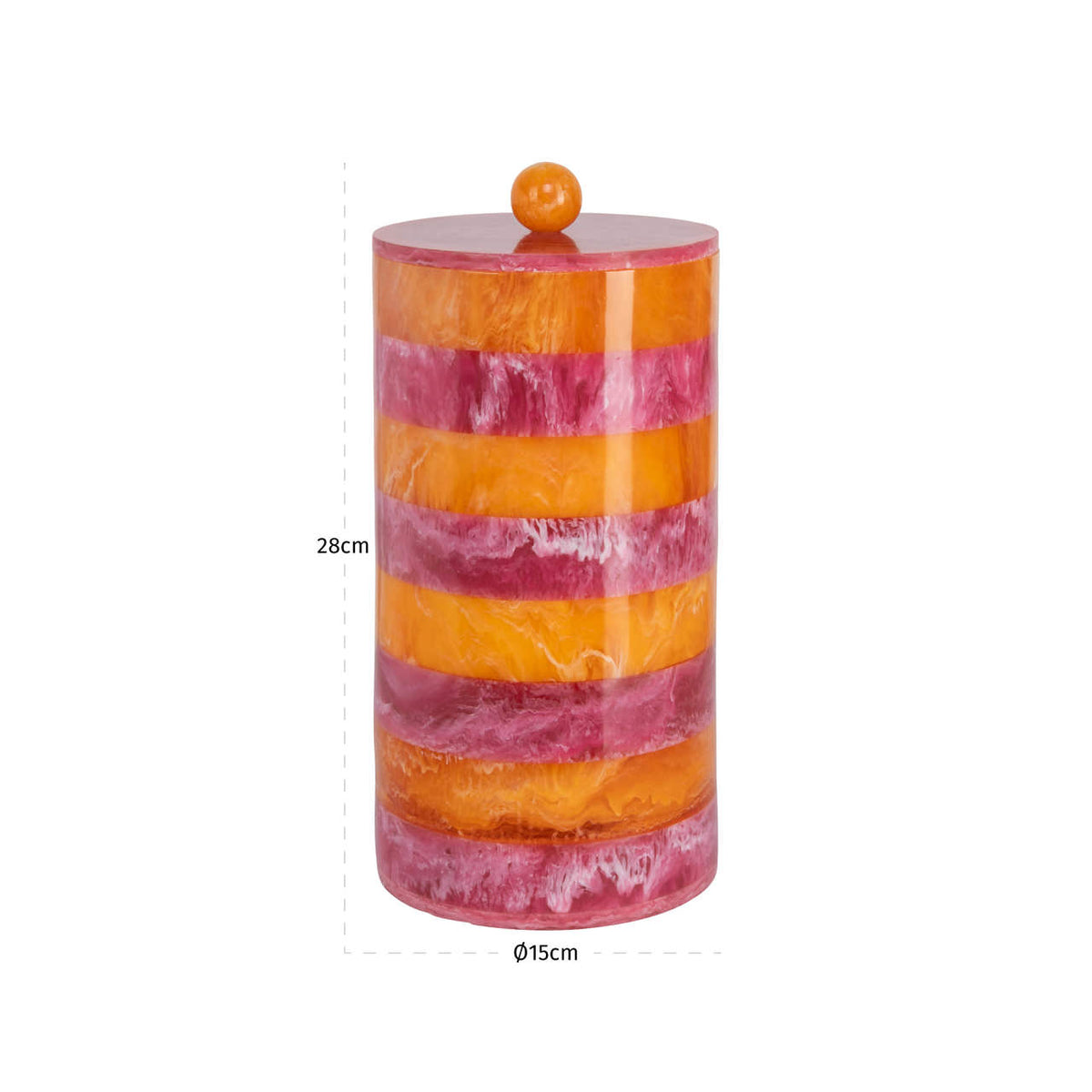 Cutie decorativă Lilybelle, roz/portocaliu, borcan de depozitare, mare – desen tehnic cu dimensiuni