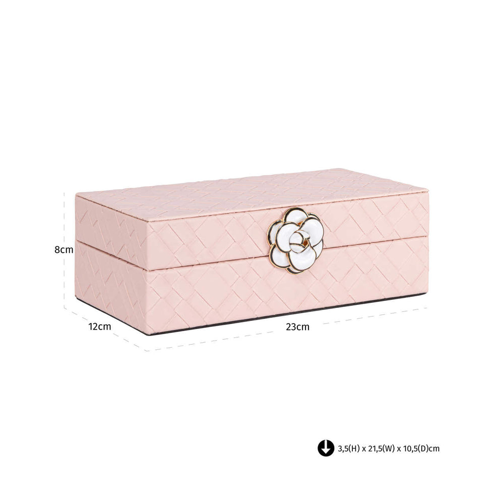 Cutie decorativă Lotte, roz, mică – desen tehnic cu dimensiuni