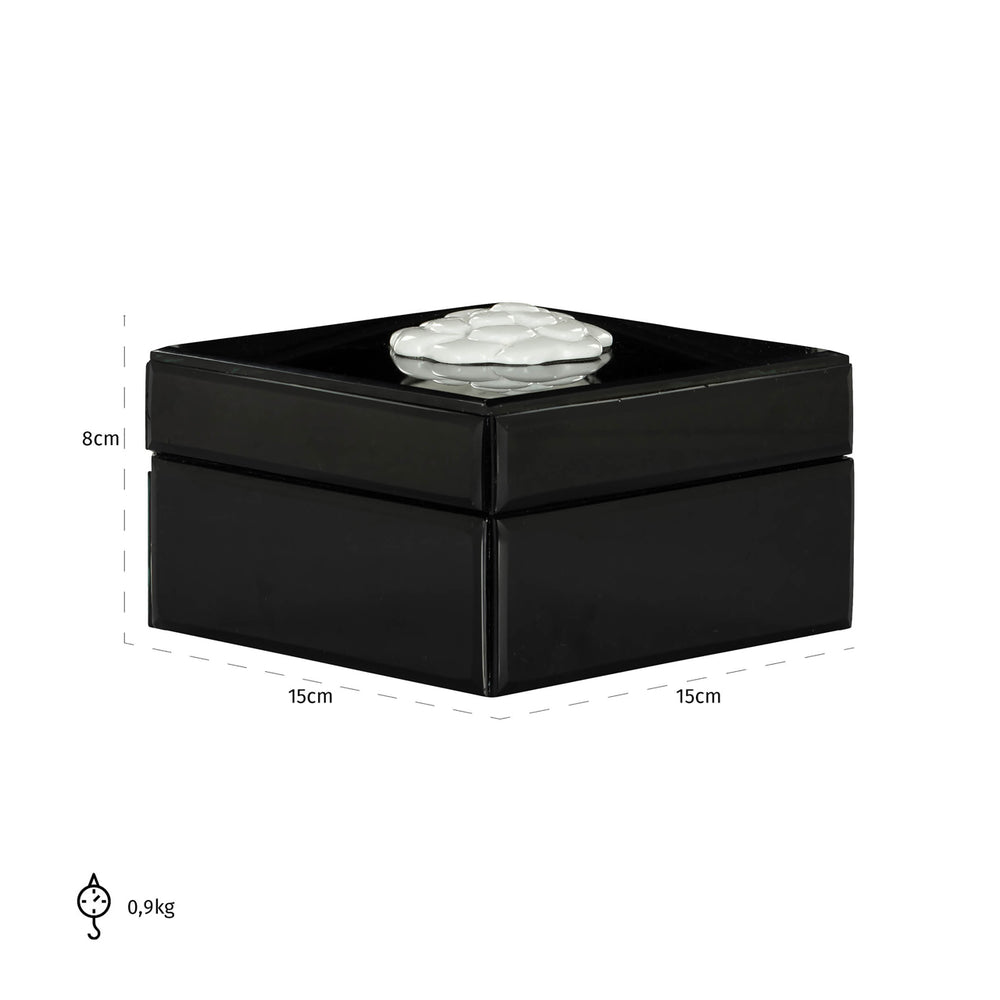 Cutie decorativă Lune, negru/alb – desen tehnic cu dimensiuni