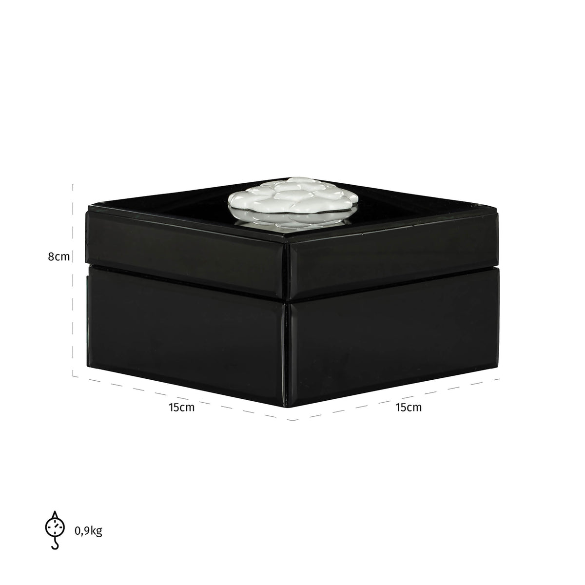 Cutie decorativă Lune, negru/alb – desen tehnic cu dimensiuni