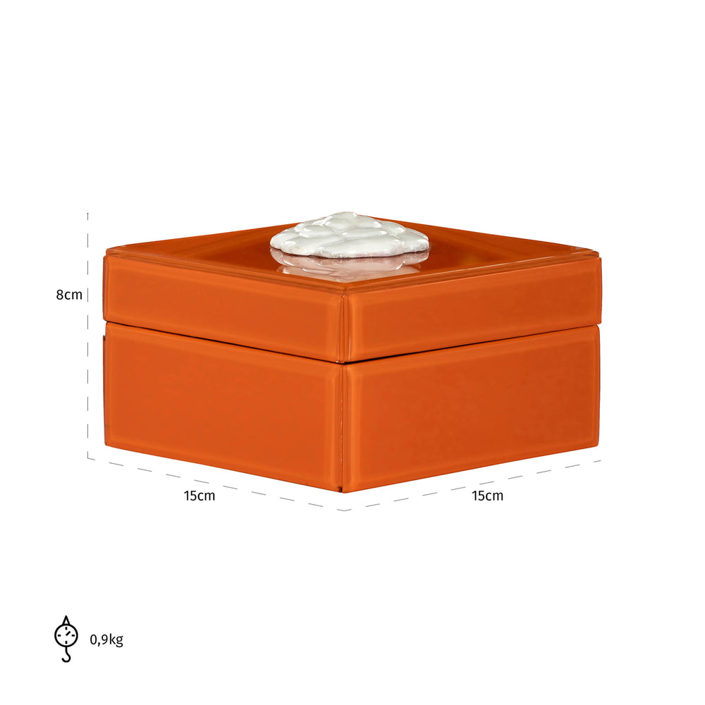 Cutie decorativă Lunia, portocaliu – desen tehnic cu dimensiuni