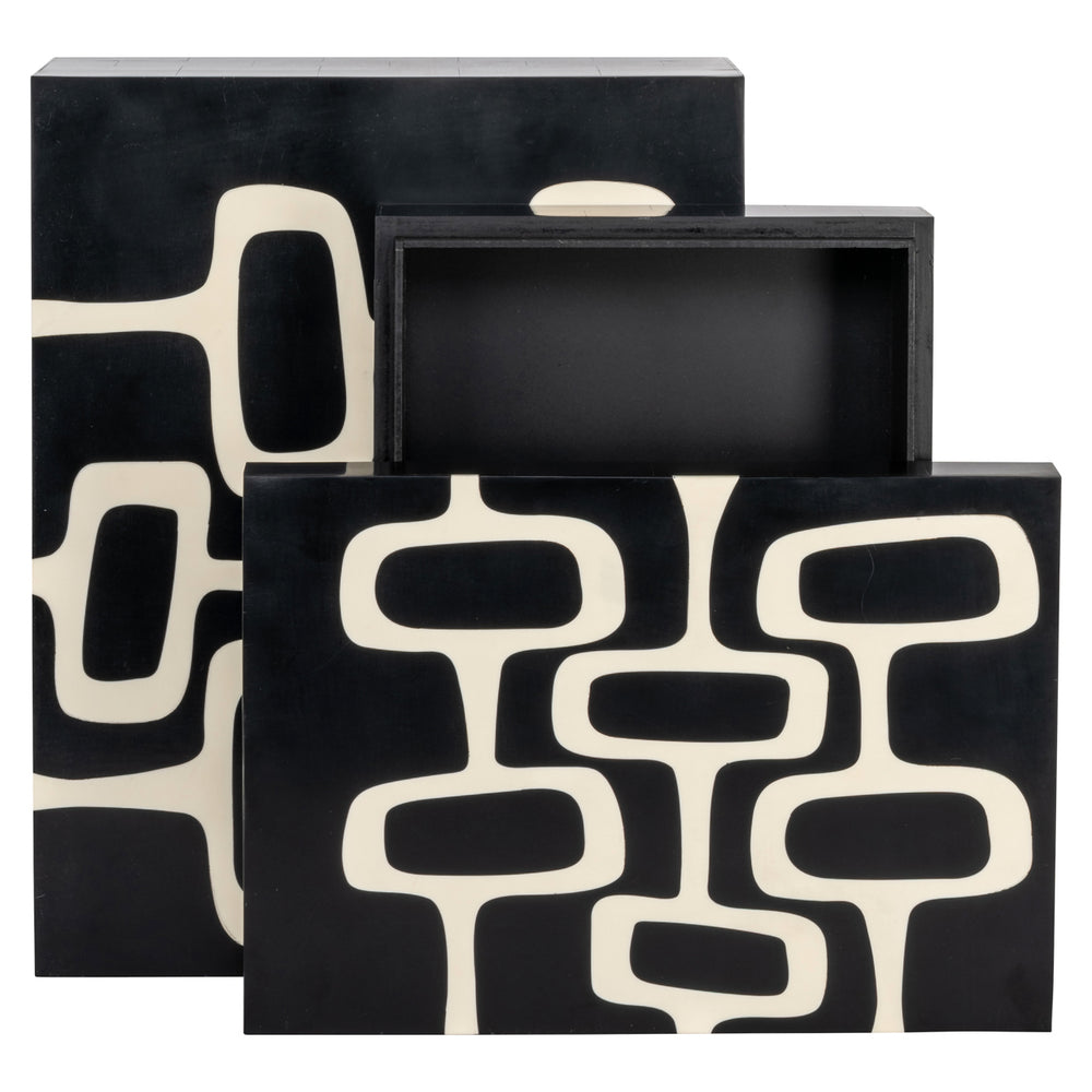 Cutie decorativă Lux, negru/alb (set de 2)