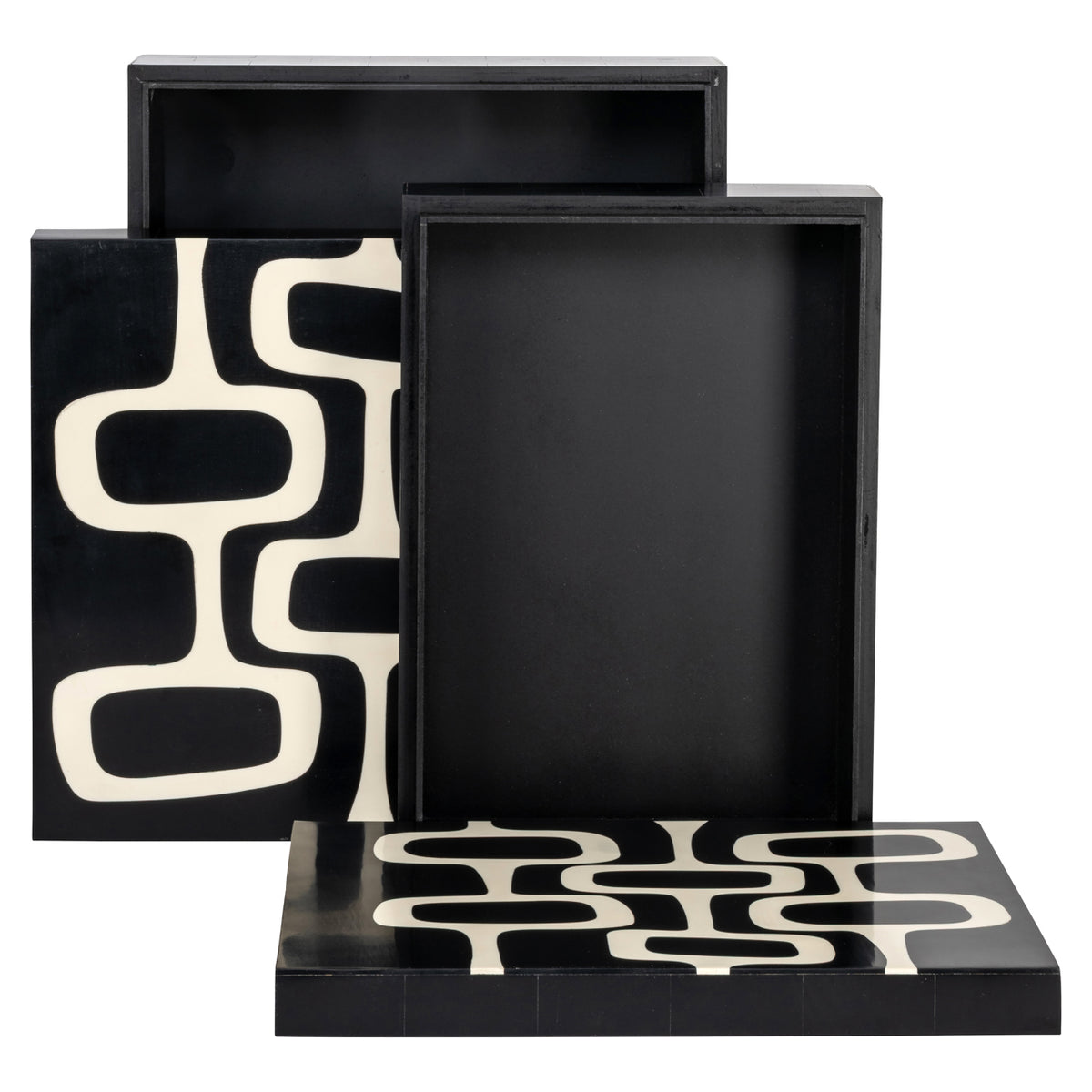 Cutie decorativă Lux, negru/alb (set de 2)