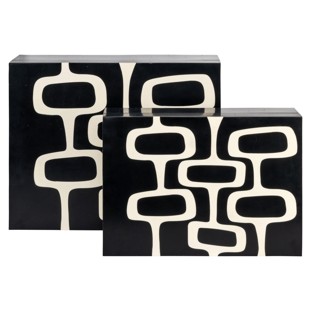 Cutie decorativă Lux, negru/alb (set de 2)